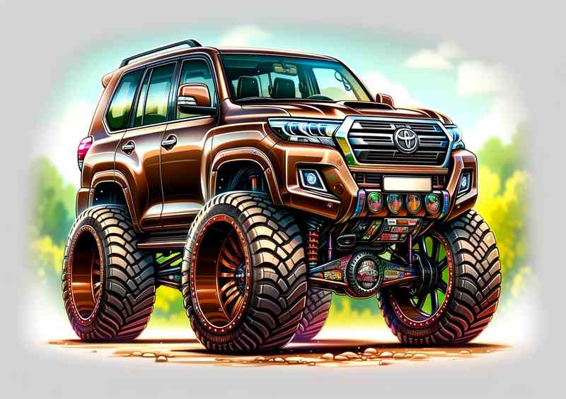 Land Cruiser Prado style extremely exaggerated wheels | Metal Poster