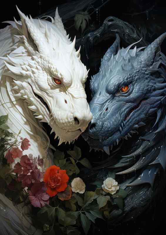 European Dragons vs. Asian Dragons | Metal Poster