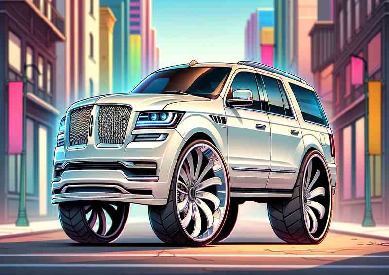 Lincoln Navigator 4x4 style in white | Metal Poster