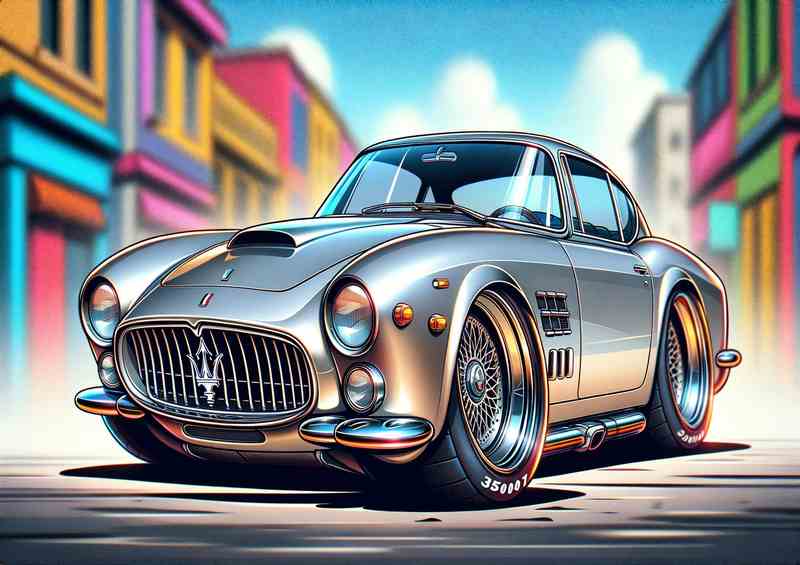 Maserati 3500 GT Silver Metal Poster