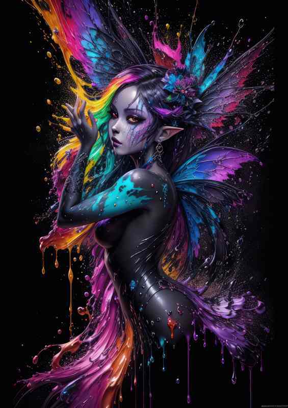 Fairy with fabulous colours splash art | Metal Poster