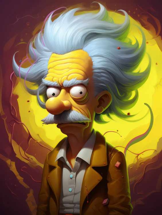 Albert Einstein Simpsons cartoon style | Metal Poster