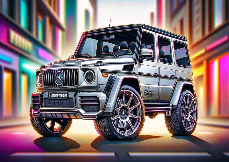 Mercedes G Class 4x4 | Exaggerated Silver Metal Poster