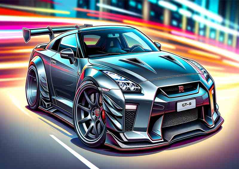 Nissan GTR style designed with a metallic gray | Metal Poster