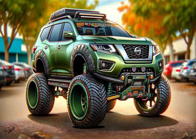 Nissan Pathfinder 4x4 style in green | Metal Poster