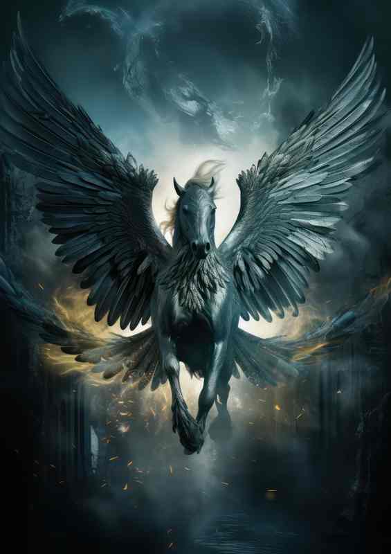 Flight with Pegasus Fantasys Favorite Steed | Metal Poster