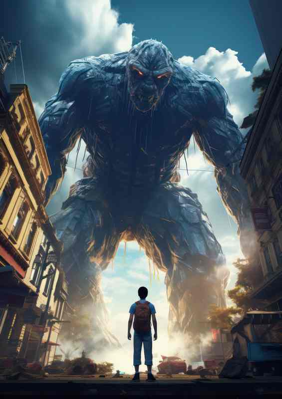 Giant monster looking for food | Metal Poster