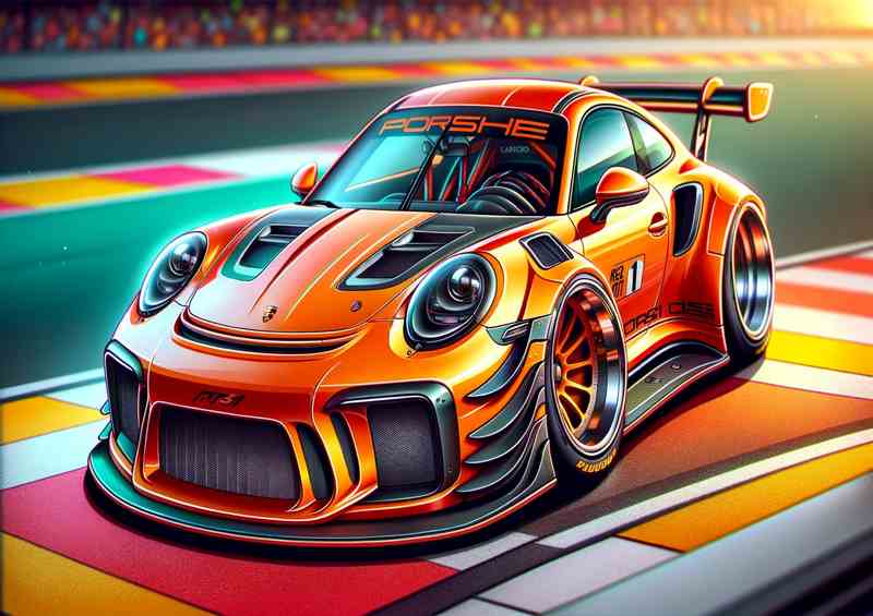 Porsche 911 GT3 RS style extremely exaggerated features | Metal Poster
