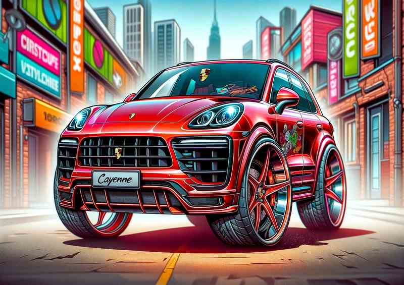 Cayenne 4x4 Style | Exaggerated Red | Big Wheels Poster