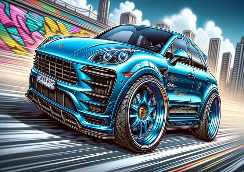 Porsche Macan 4x4 style in blue | Metal Poster