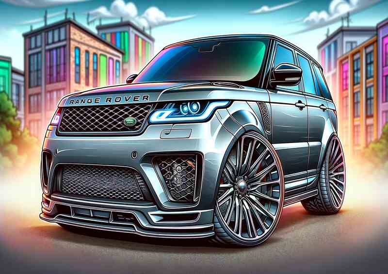 Range Rover Sport Style 4x4 Exaggerated | Silver Metal Poster