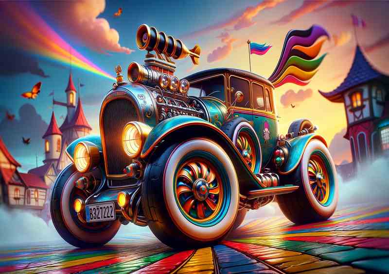 Rat rod style with extremely exaggerated features | Metal Poster