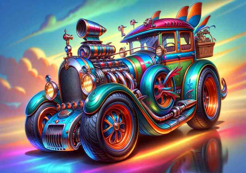 Road rat Rod extremely exaggerated features | Metal Poster