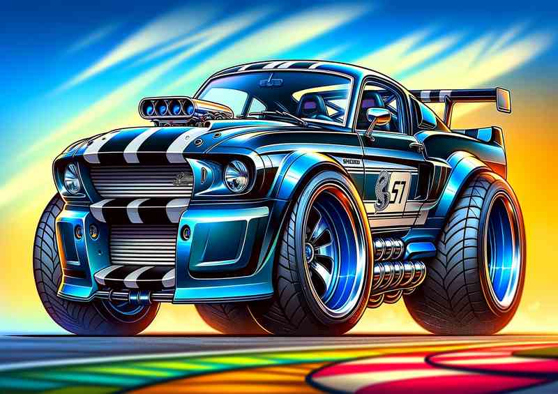 Shelby GT500CR style in blue with big wheels | Metal Poster