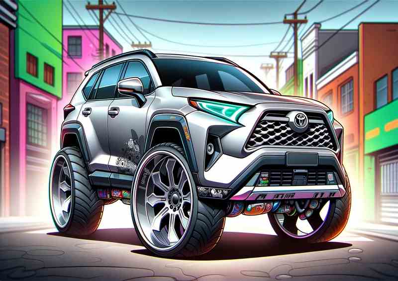 Toyota RAV4 4x4 style extremely exaggerated features | Metal Poster