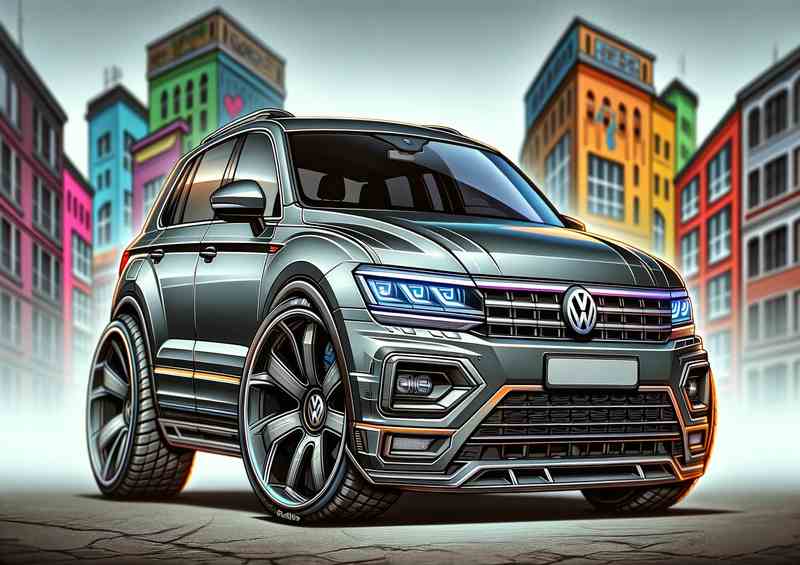 VW Tiguan Style 4x4 Exaggerated Metal Poster