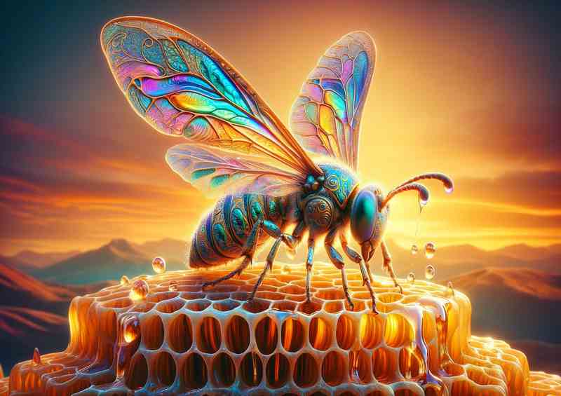Ethereal Macro bee with the honey pot | Metal Poster