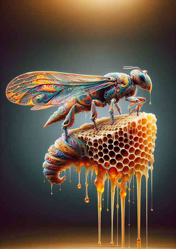 Insect Honeycomb Fantasy Creature | Metal Poster
