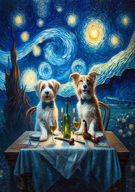 Night Canines Dreamy Artistic Interpretation | Metal Poster