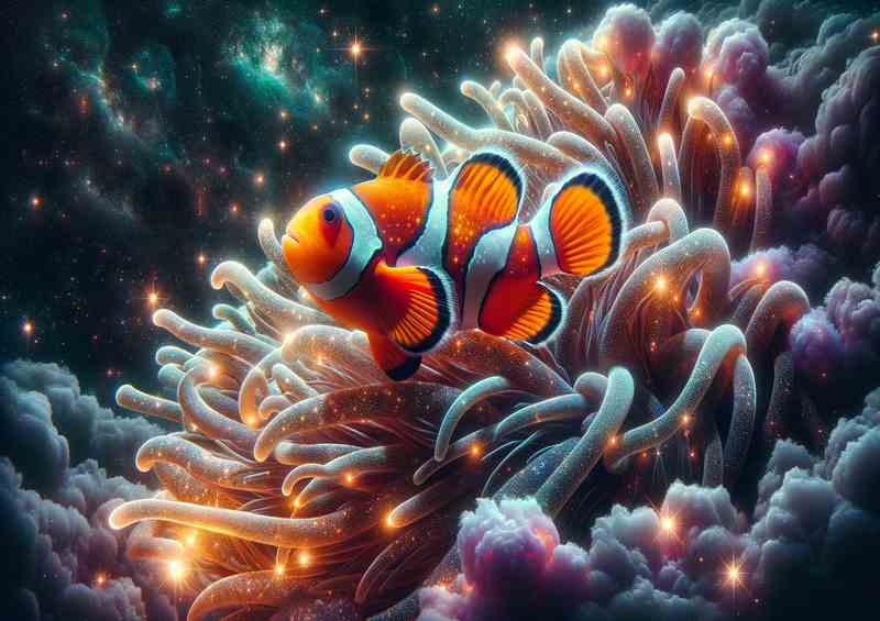 Cosmic Anemone Clownfish Metal Poster