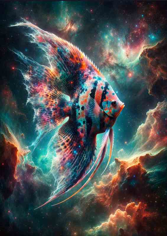 Cosmic Nebula Angelfish Metal Poster
