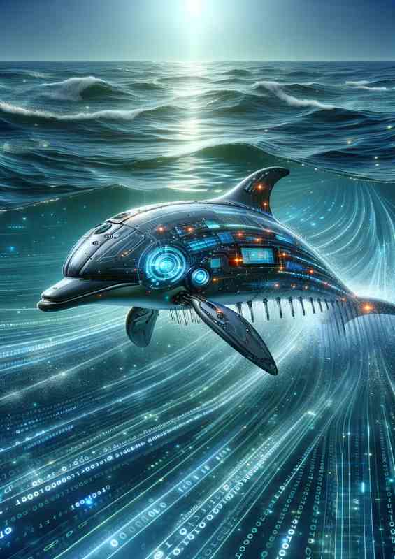 Cybernetic Aquatic Explorer robotic dolphin | Metal Poster