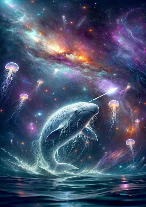Nebular Narwhal Navigating the Starry Depths | Metal Poster