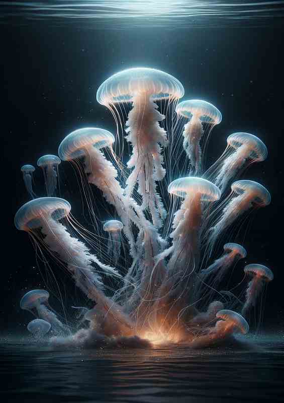 Radiant Jellyfish Ballet Metal Poster