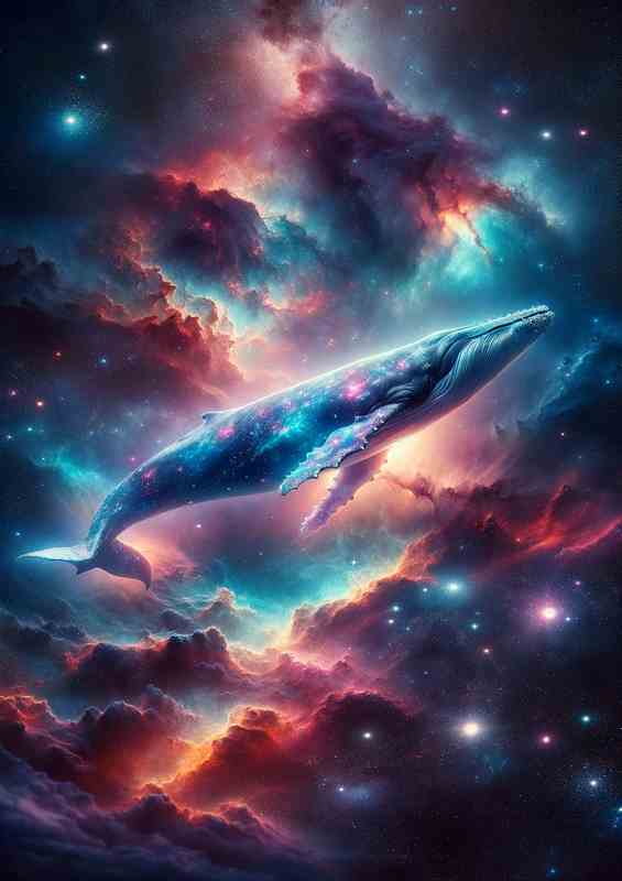 Serenity Nebula Whale in Space | Metal Poster