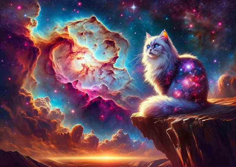 Cosmic Cat Nebula Cliff Metal Poster
