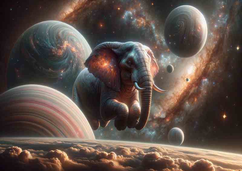 Interstellar Elephant Calmly Drifting | Metal Nebula Poster