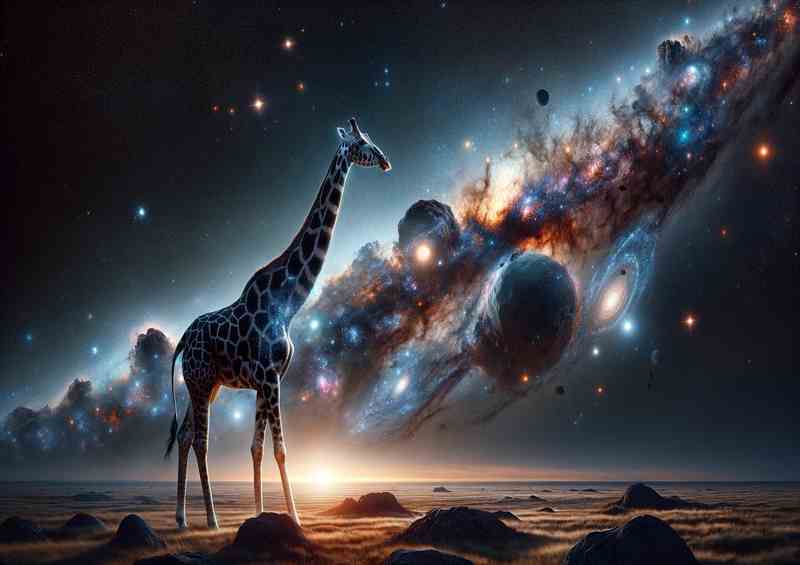 Galaxy Giraffe Metal Poster