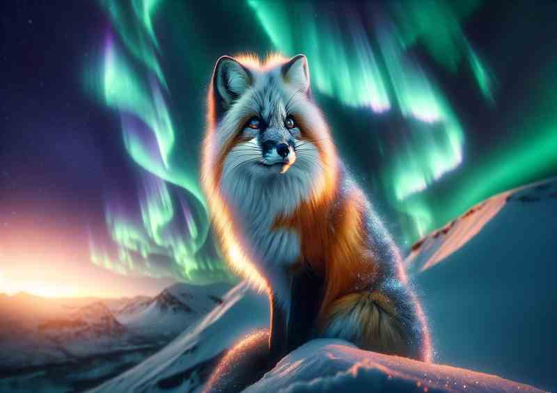 Stellar Fox Aurora Metal Poster