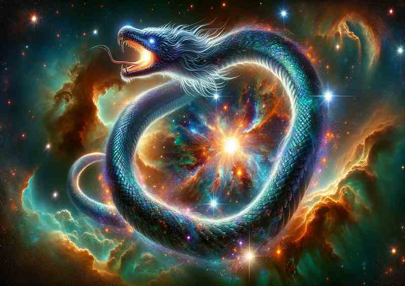 Supernova Serpent Slithering in Space | Metal Poster
