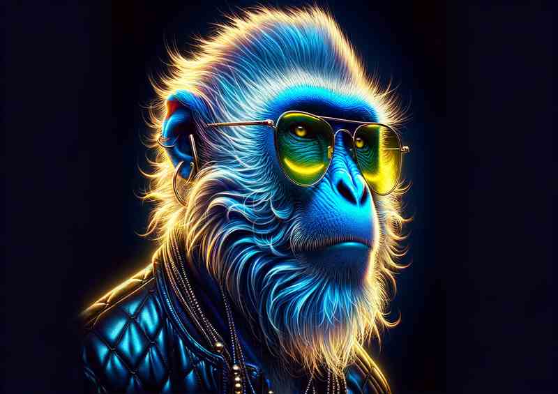 Trendsetting Ape Electric Blue Monkey Artwork | Metal Poster