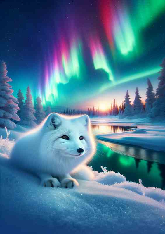 Arctic Fox Winter Wonderland in a snowy landscape | Metal Poster