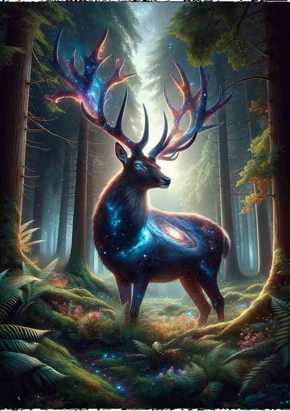 Cosmic Woods Deer Metal Poster