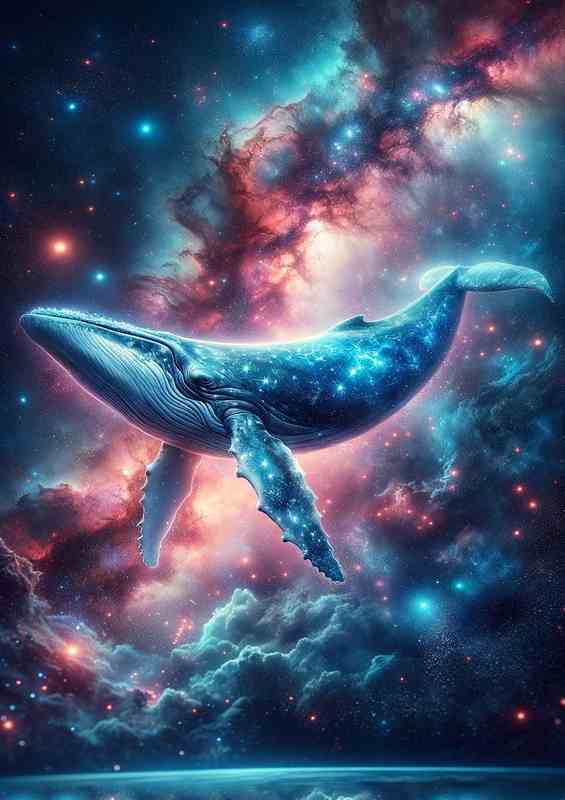 Cosmic Serenity Nebula Whale in Space | Metal Poster