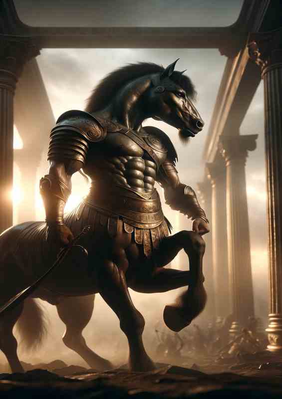 Dignified Centaur Warrior in Ancient Armor | Metal Poster