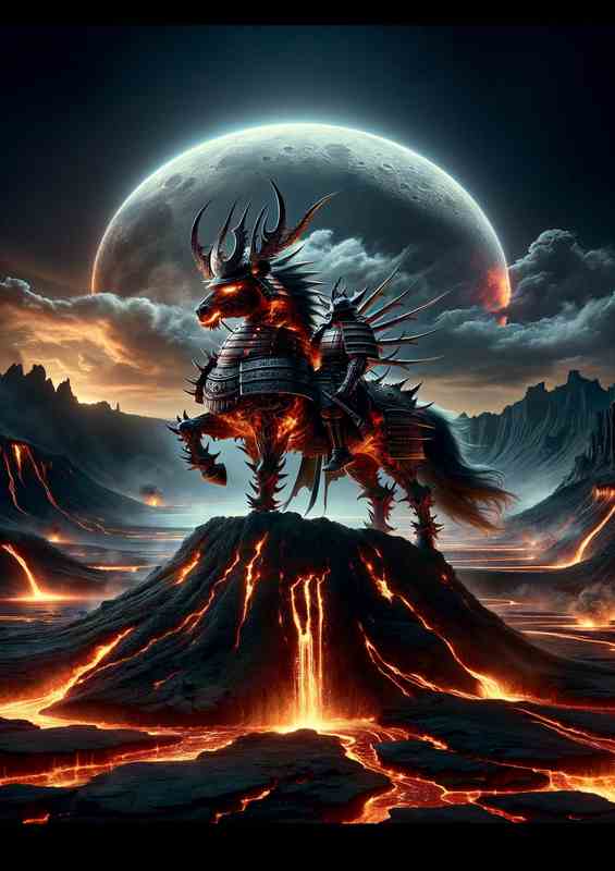 Fiery Samurai Lava | Metal Poster