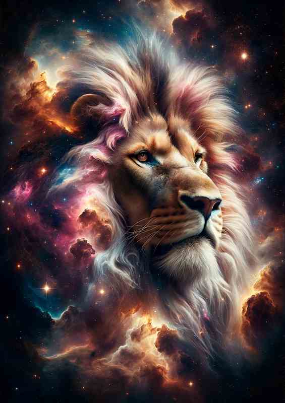 Nebula Lion Mane Metal Poster