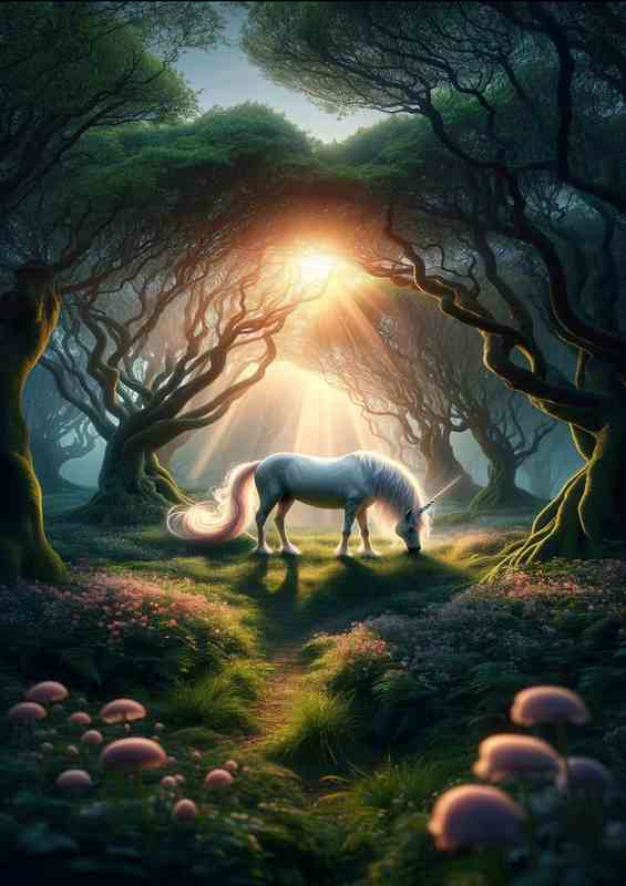 Hidden Grove of the Unicorn where mane and tail flow | Metal Poster
