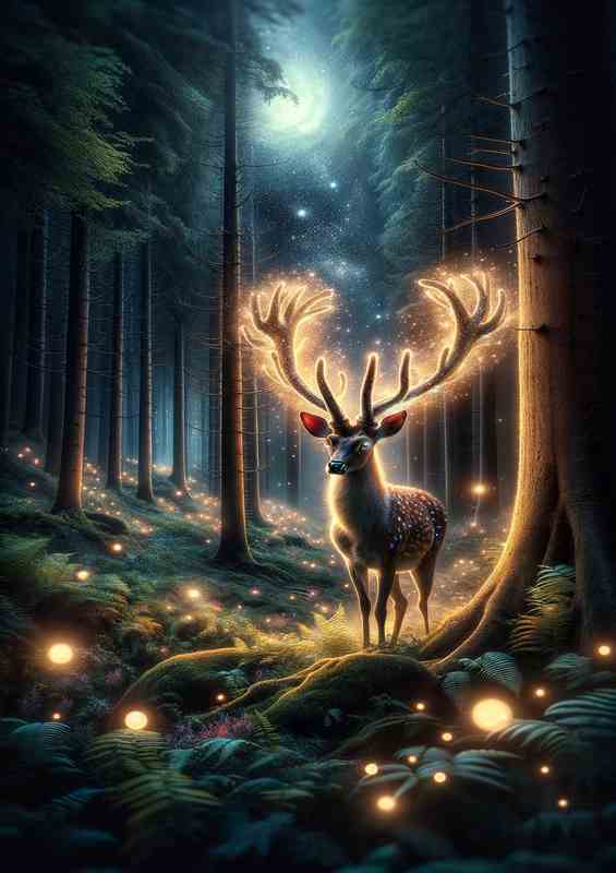 Radiant Woods Regal Deer | Metal Poster