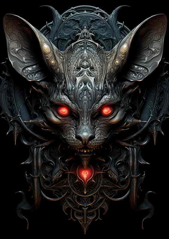 Vampire bat in the moon with red eyes | Metal Poster