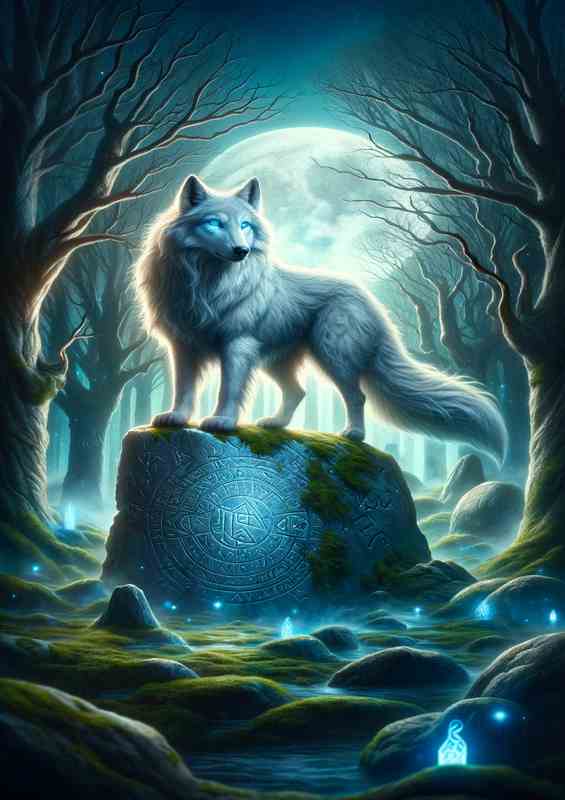 Mythical Wolf Guardian in a fantasy setting | Metal Poster