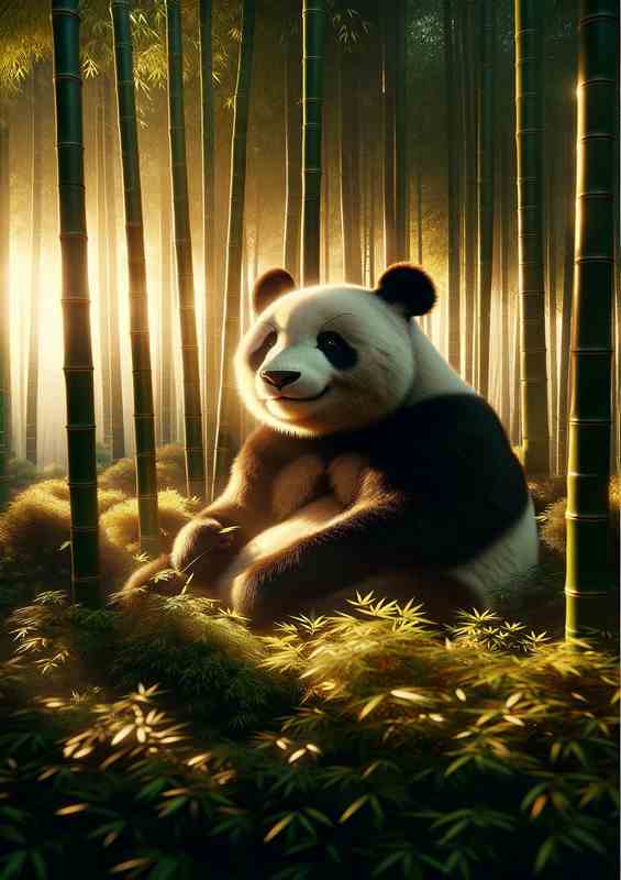 Pandas Bamboo Forest Bliss | Metal Poster