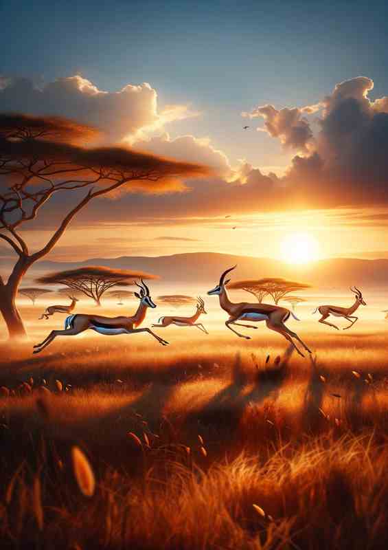 Serengeti Sunrise Gazelle | Metal Poster