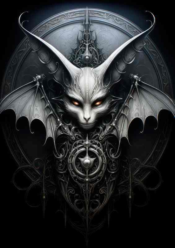 the black and white bat and yellow eyes | Metal Poster