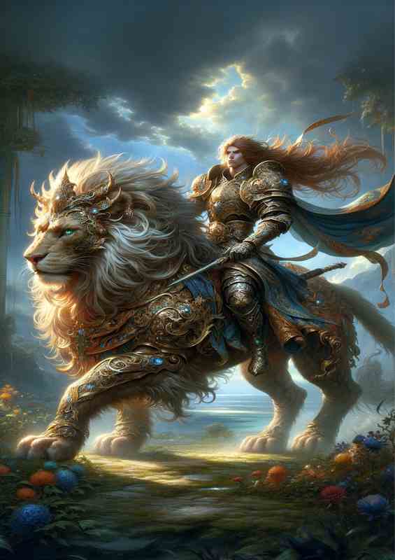 Warrior Beast & Lion Metal Poster