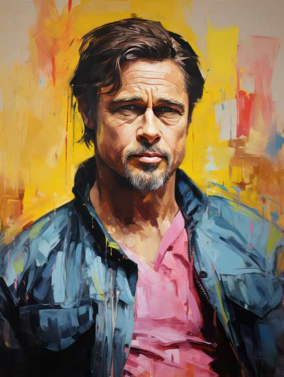 Brad Pitt Very colourful | Metal Poster